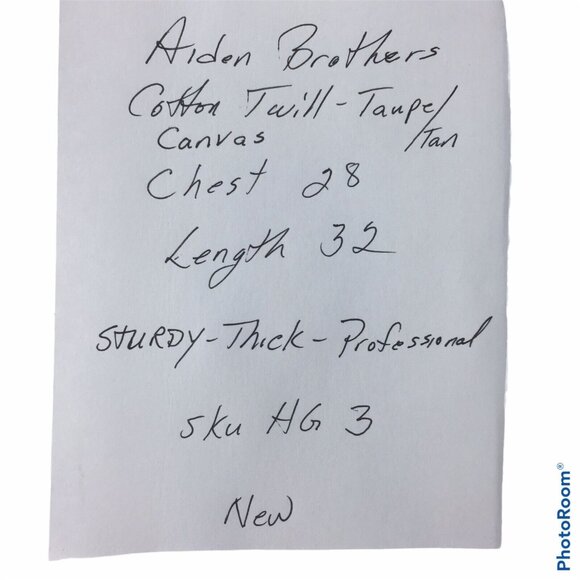 AIDEN BROTHERS Professional Apron 28" Chest Cotton Canvas Taupe/Tan Sturdy Thick - Picture 4 of 4